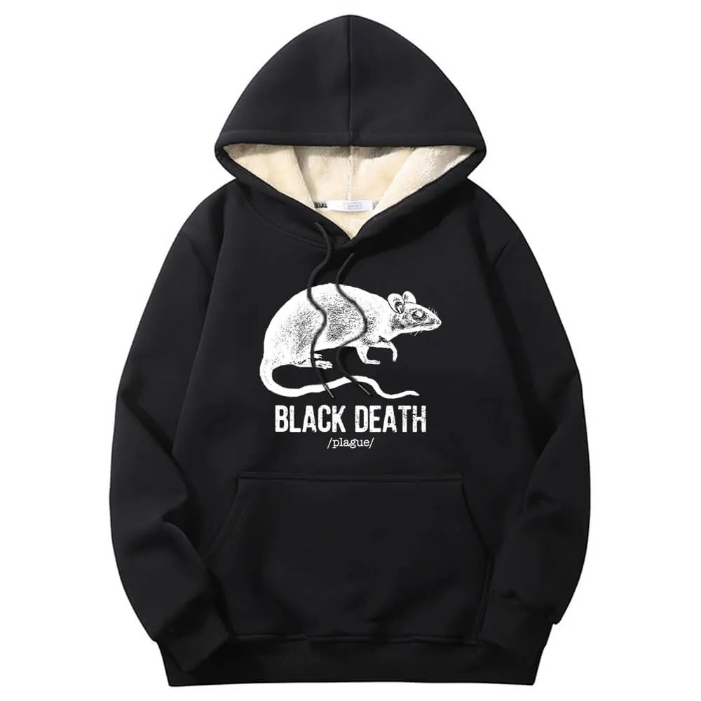 Multicolor Black Death Rat Plague Crew Collar Fleece Sherpa Hoodie sold by GTHIC