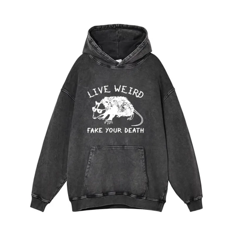 Live Weird Fake Your Death Rat Pattern Hoodie sold by GTHIC