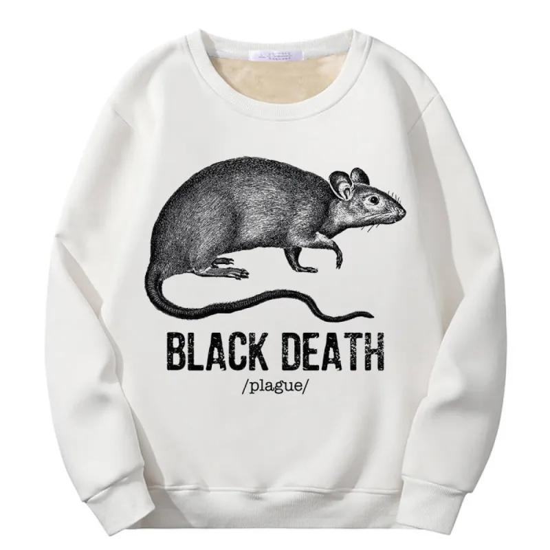 Multicolor Black Death Rat Plague Crew Collar Fleece Sweatshirt sold by GTHIC