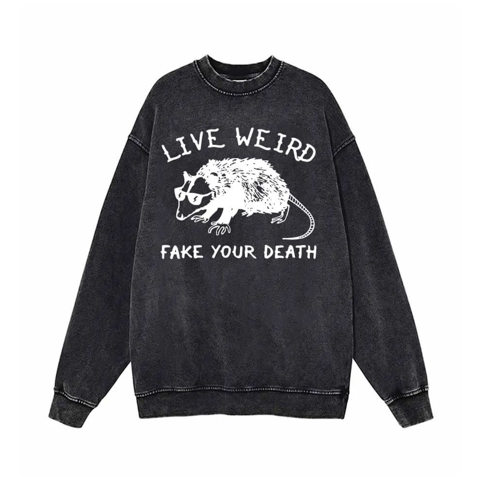 Live Weird Fake Your Death Rat Pattern Sweatshirt sold by GTHIC