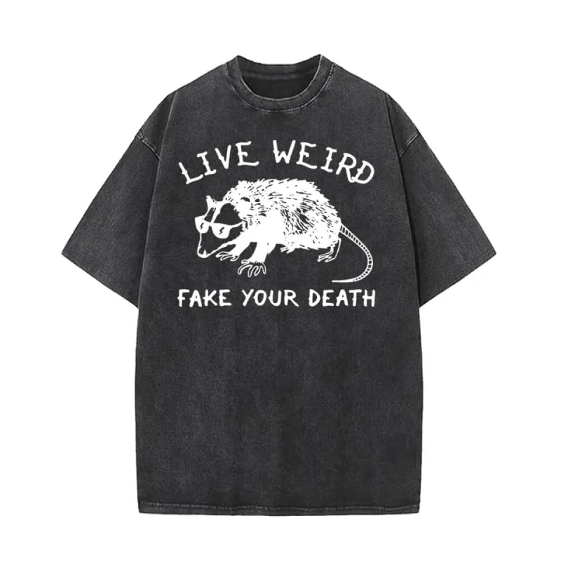 Live Weird Fake Your Death Rat Pattern T-shirt sold by GTHIC