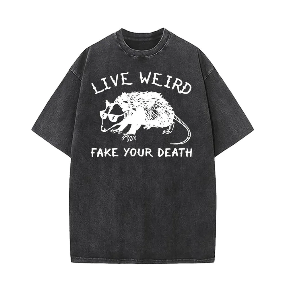 Live Weird Fake Your Death Rat Pattern T-shirt sold by GTHIC