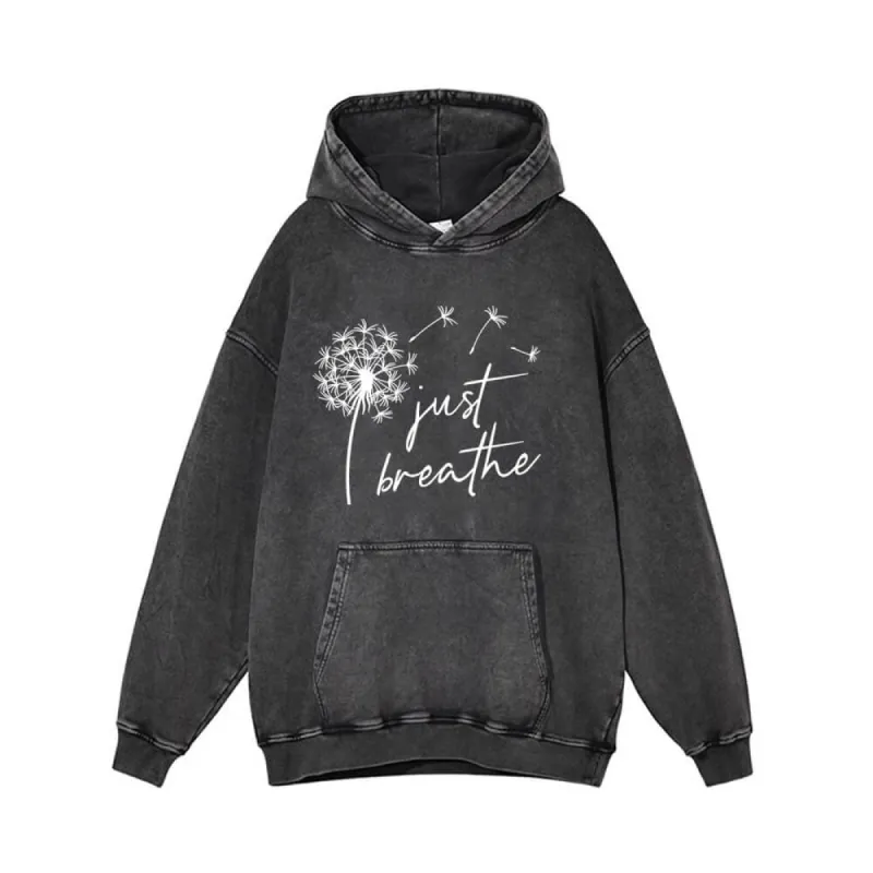 Dandelion Just Breathe Vintage Vintage Washed Hoodie sold by GTHIC