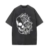 Half Face Skeleton Flower Vintage Washed T-shirt sold by GTHIC