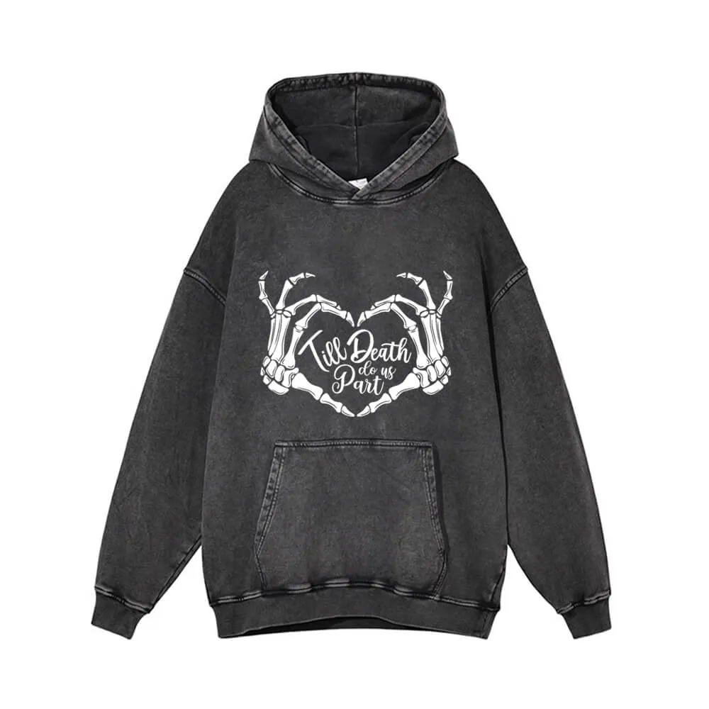 Till Death To Part Us Bone Heart Vintage Vintage Washed Hoodie sold by GTHIC