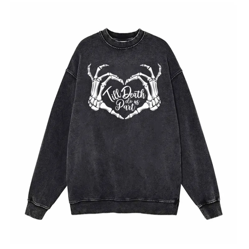 Till Death To Part Us Bone Heart Vintage Vintage Washed Sweatshirt sold by GTHIC