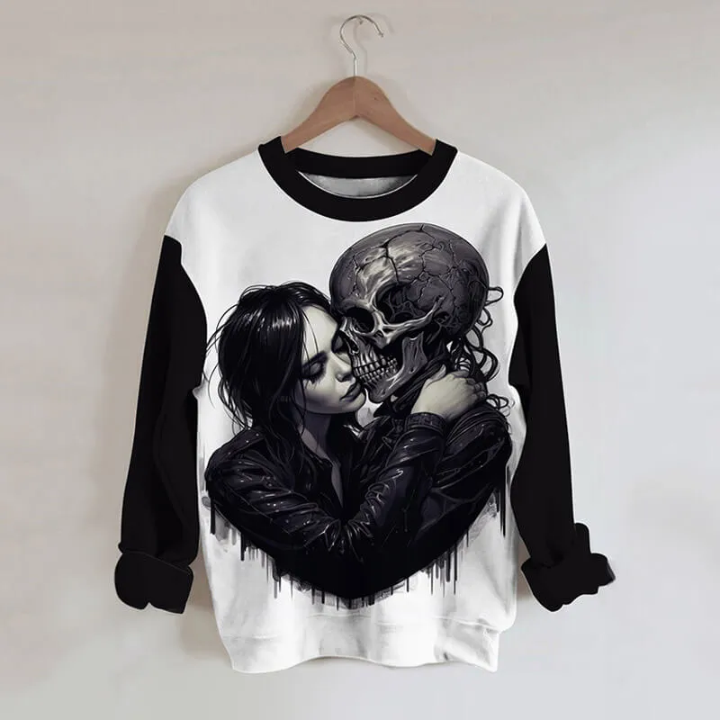 Gothic Love Kiss Round Neck Sweatshirt sold by GTHIC