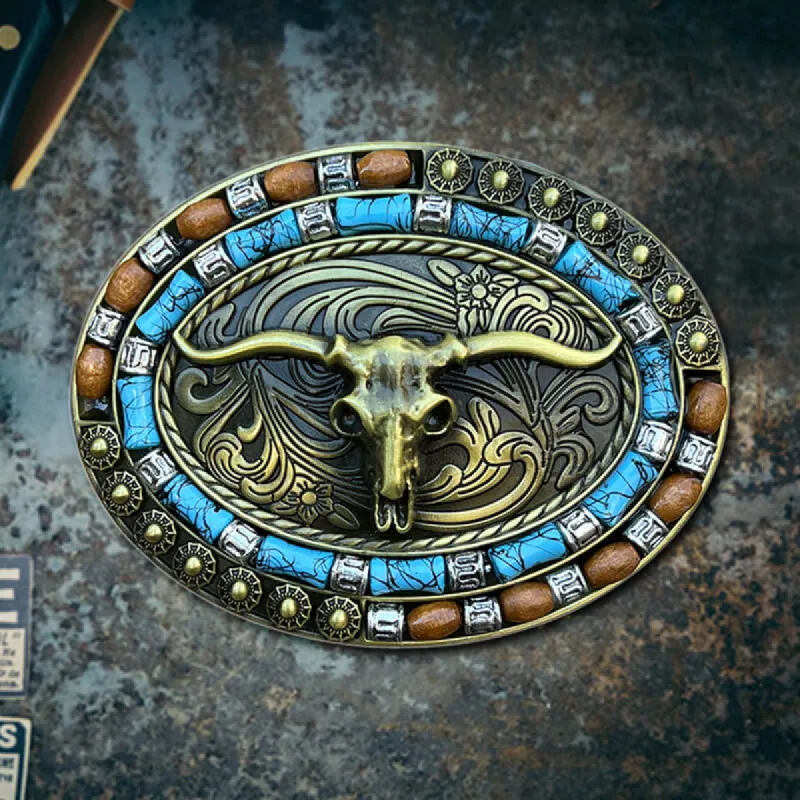 Vintage Bull Skull Zinc Alloy Belt Buckle sold by GTHIC