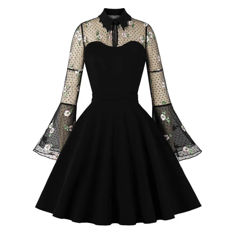 Vintage Flower Embroidered Mesh Patchwork Dress sold by GTHIC