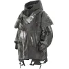 Wasteland Style Frayed Hem Fake Two-Piece Hooded Jacket sold by GTHIC