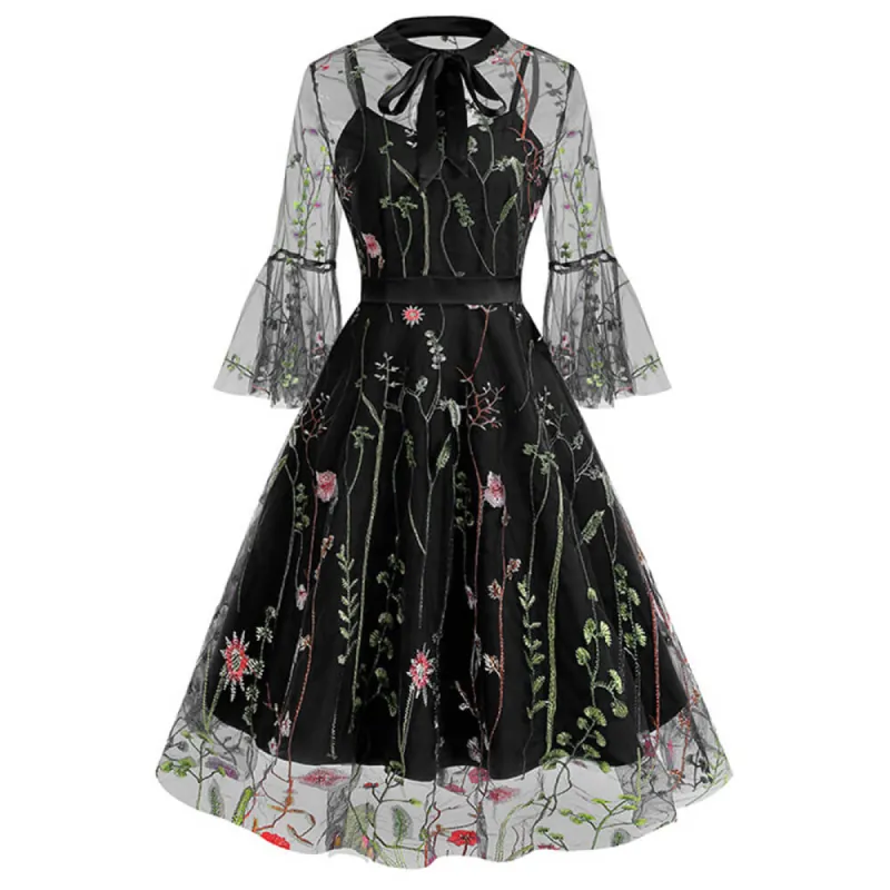 Vintage Mesh Embroidered Bow Dress made by GTHIC