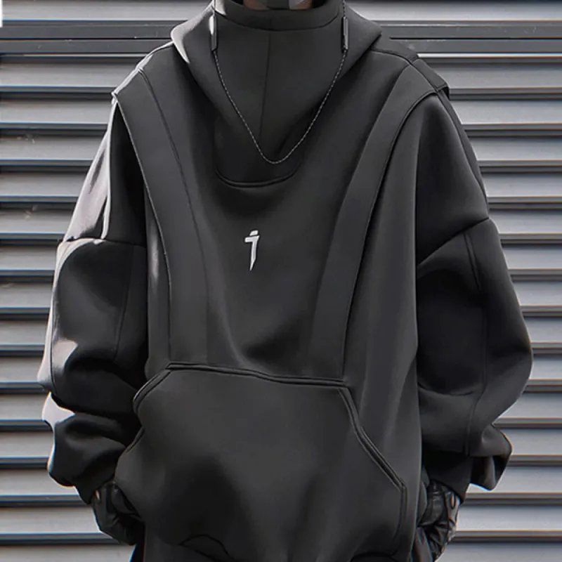 Tech Style Loose Streetwear High Neck Hoodie sold by GTHIC