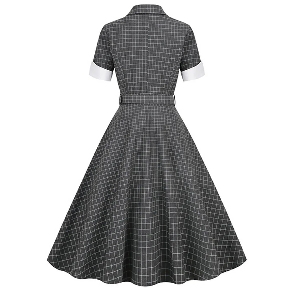 Vintage Plaid V-Neck Belted Dress sold by GTHIC product image thumbnail 2
