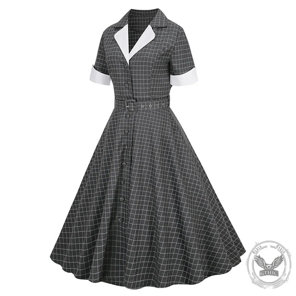 Vintage Plaid V-Neck Belted Dress sold by GTHIC product image thumbnail 3