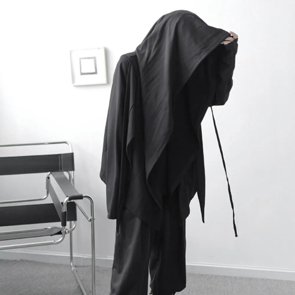 Gothic Dark Street Style Solid Color Hooded Coat sold by GTHIC product image thumbnail 2