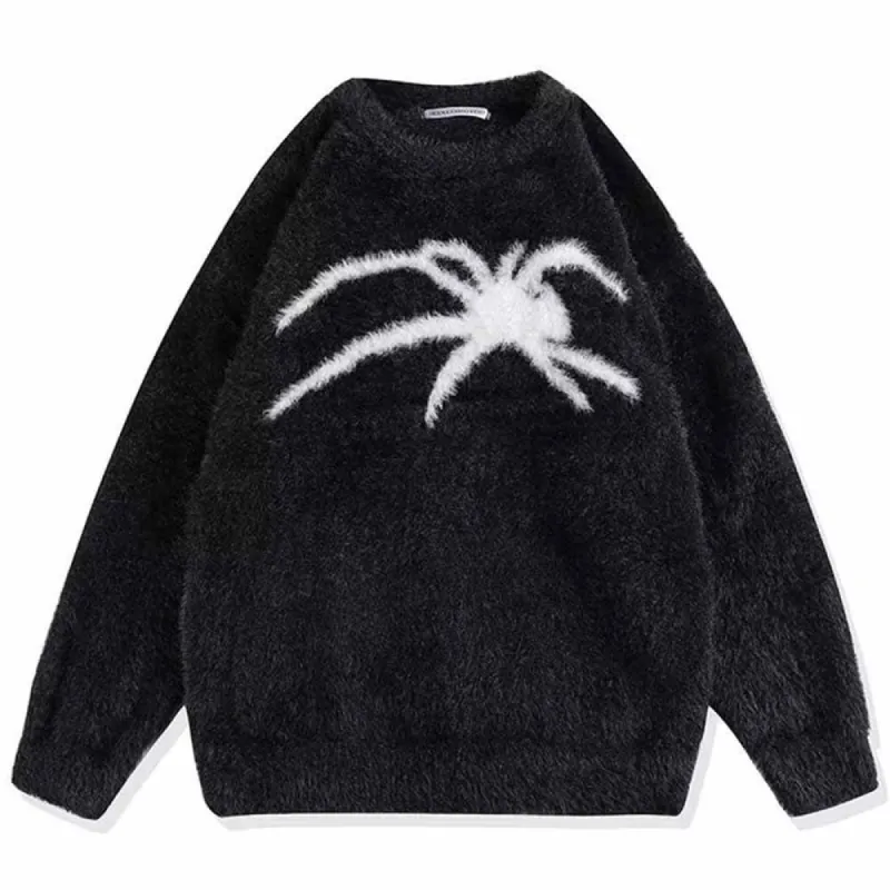 Gothic Spider Motif Plush Sweater sold by GTHIC