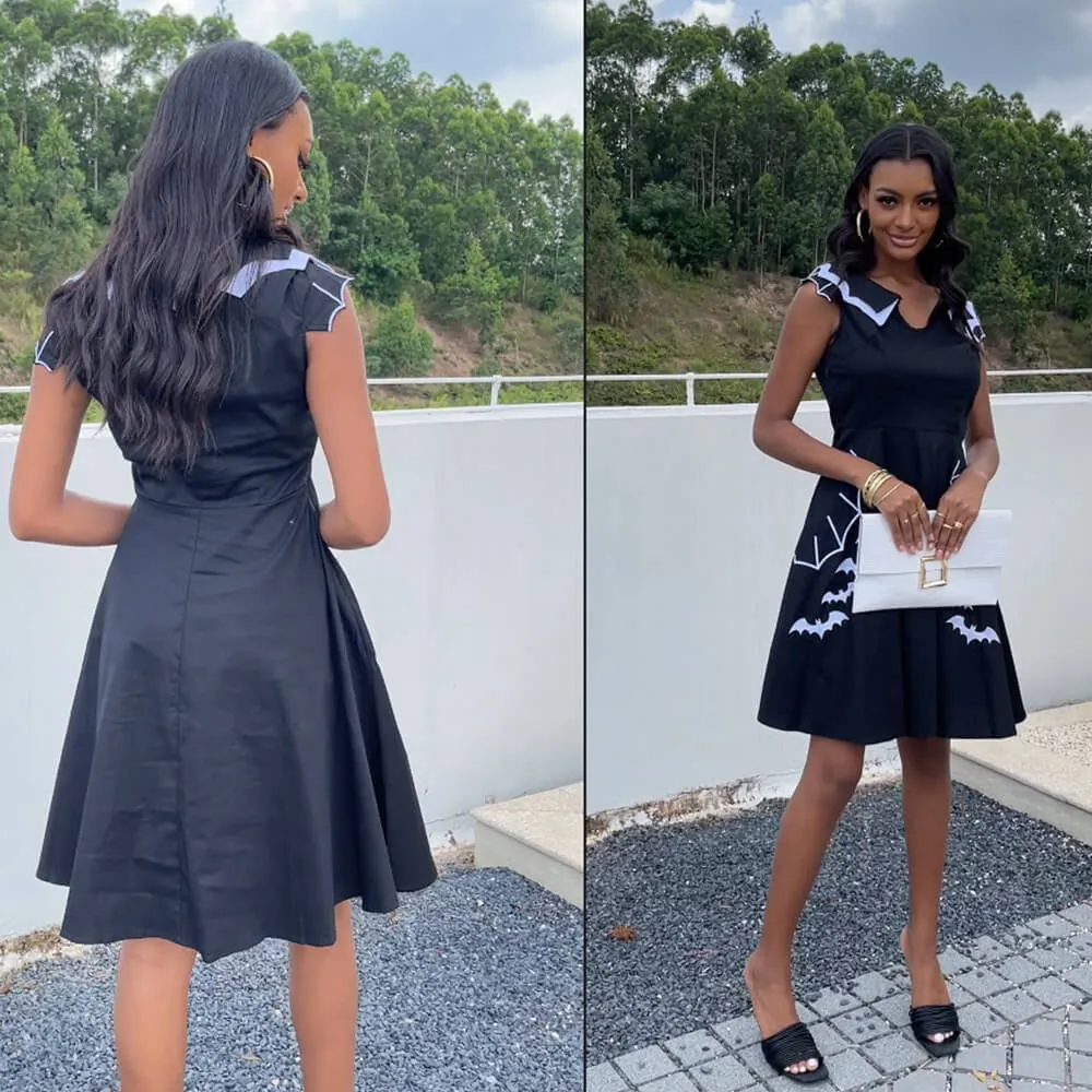 Gothic Halloween Bat Print Dress sold by GTHIC product image thumbnail 3
