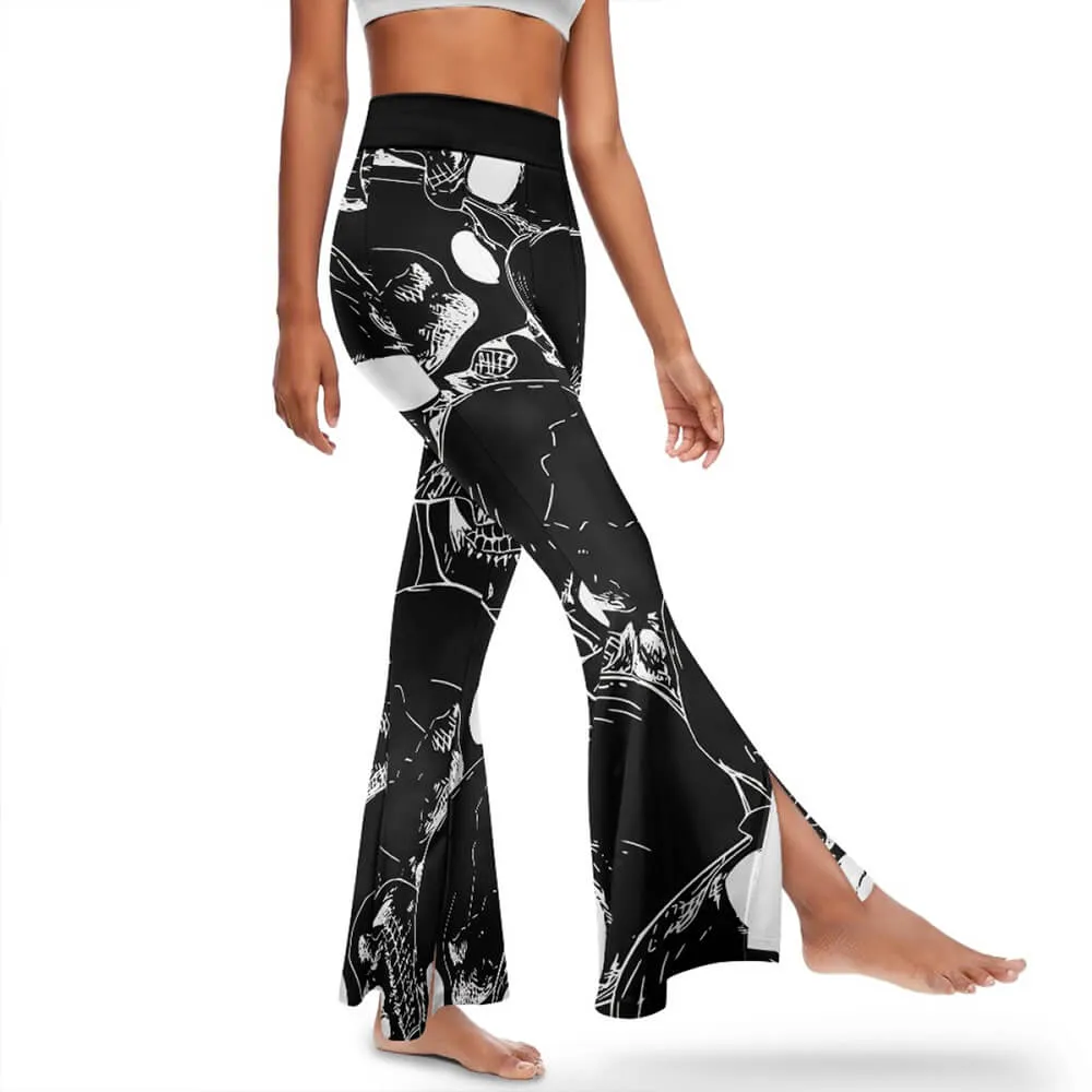 Gothic Skull Print High Waist Flared Pants sold by GTHIC product image thumbnail 5