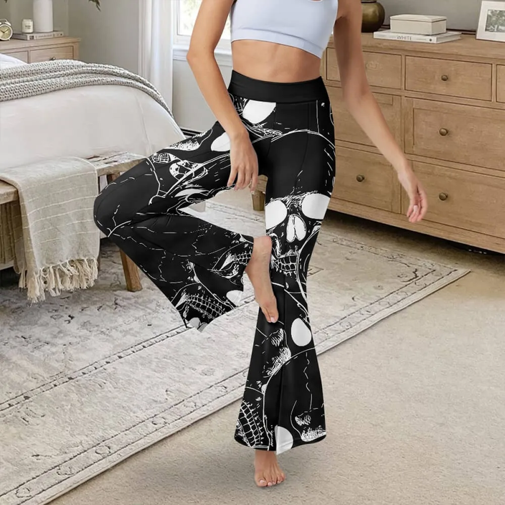 Gothic Skull Print High Waist Flared Pants sold by GTHIC product image thumbnail 2