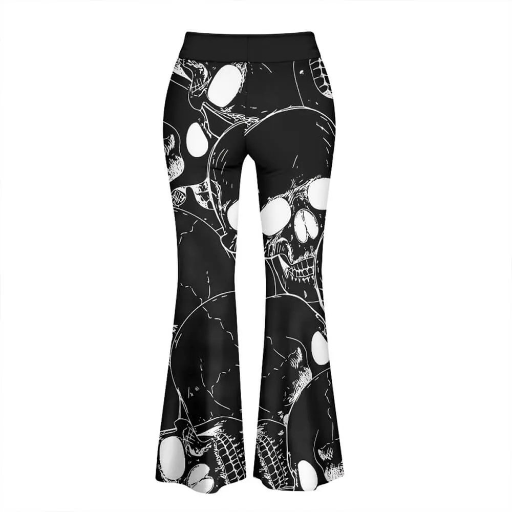 Gothic Skull Print High Waist Flared Pants sold by GTHIC product image thumbnail 3