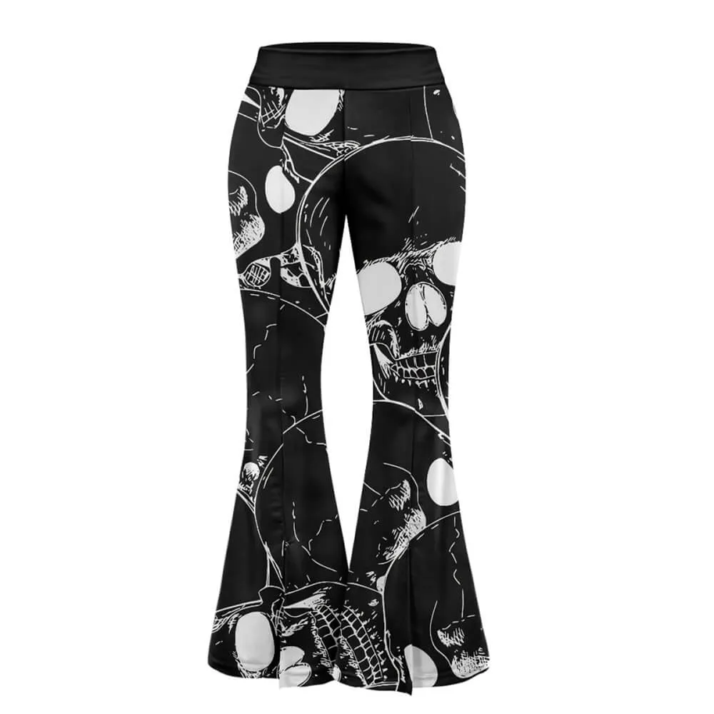 Gothic Skull Print High Waist Flared Pants sold by GTHIC product image thumbnail 4