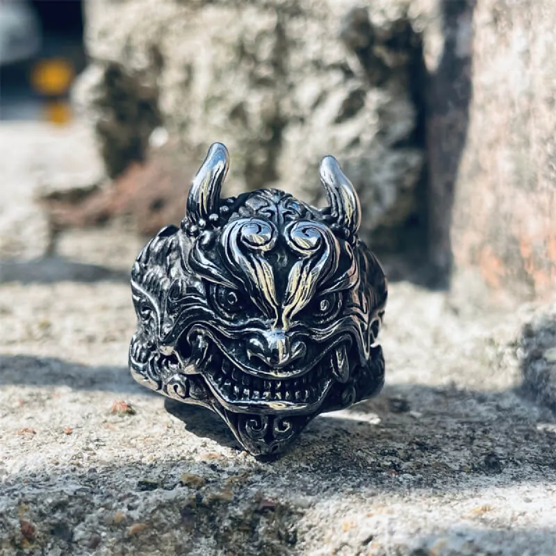 Japanese Demon Oni Stainless Steel Ring sold by GTHIC