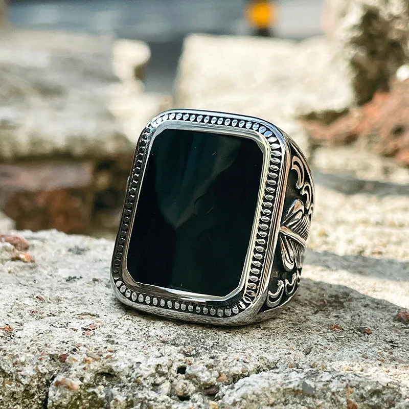 Vintage Feather Moon Pattern Stainless Steel Ring sold by GTHIC