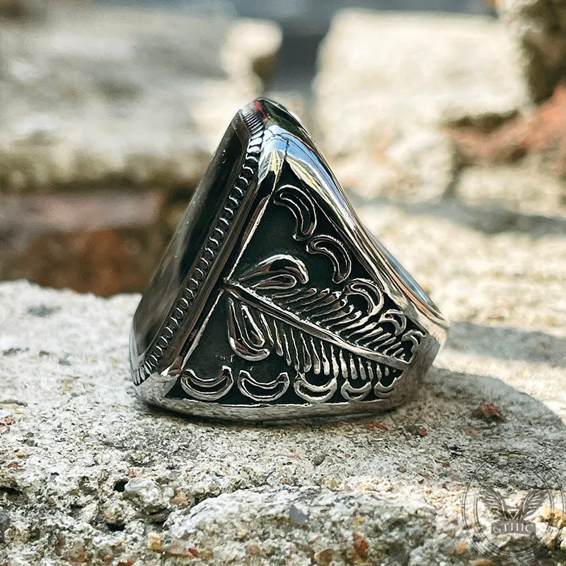 Vintage Feather Moon Pattern Stainless Steel Ring sold by GTHIC product image thumbnail 5