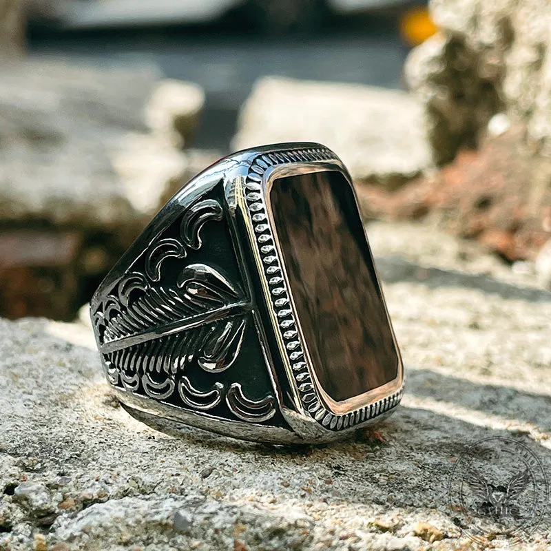 Vintage Feather Moon Pattern Stainless Steel Ring sold by GTHIC product image thumbnail 2
