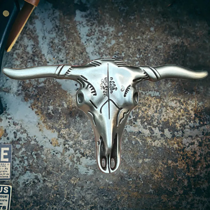 Bighorn Bison Skull Zinc Alloy Belt Buckle made by GTHIC