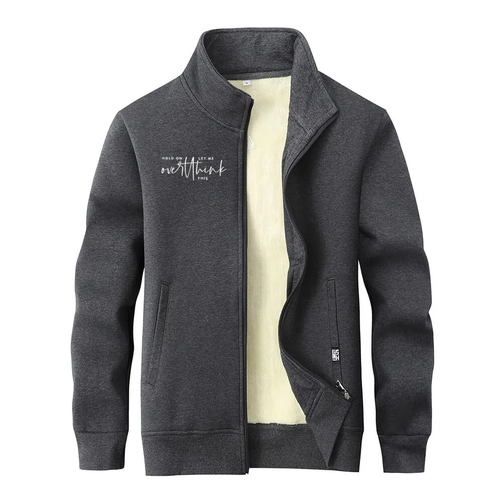 Hold On Let Me Overthink Stand Collar Zip Fleece Sherpa Cardigan sold by GTHIC product image thumbnail 3