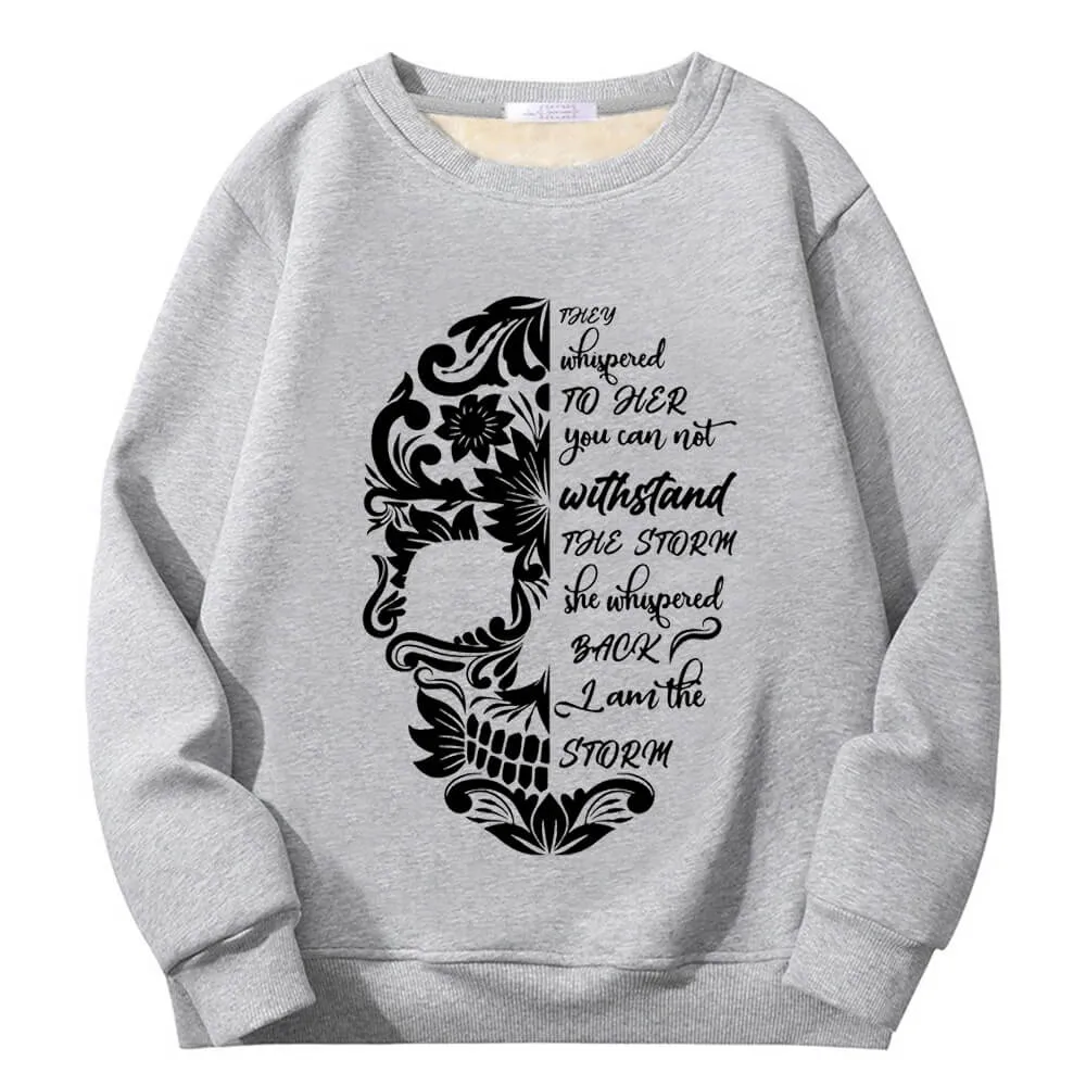 Flower Half Skull Head Crew Collar Fleece Sherpa Sweatshirt sold by GTHIC product image thumbnail 4