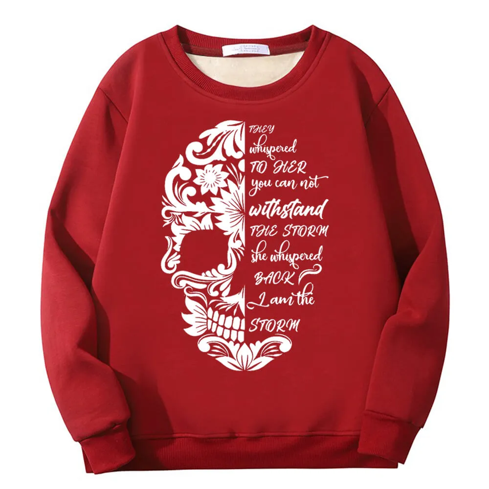 Flower Half Skull Head Crew Collar Fleece Sherpa Sweatshirt sold by GTHIC product image thumbnail 2