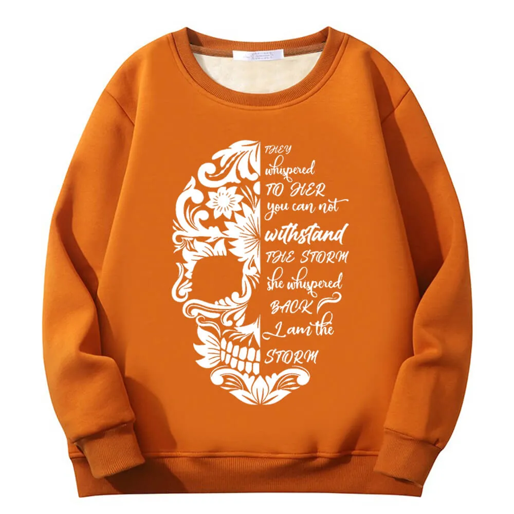 Flower Half Skull Head Crew Collar Fleece Sherpa Sweatshirt sold by GTHIC product image thumbnail 3