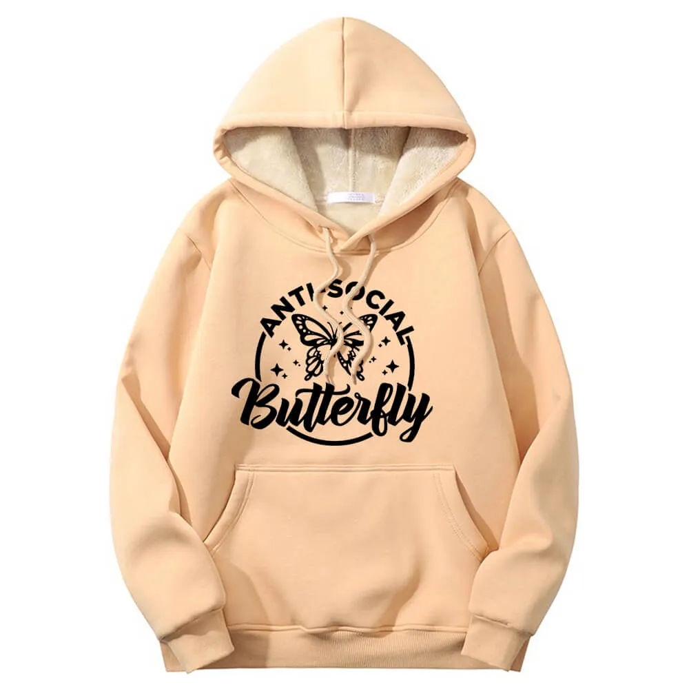 Anti-Social Butterfly Warm Fleece Sherpa Lined Hoodie sold by GTHIC product image thumbnail 2