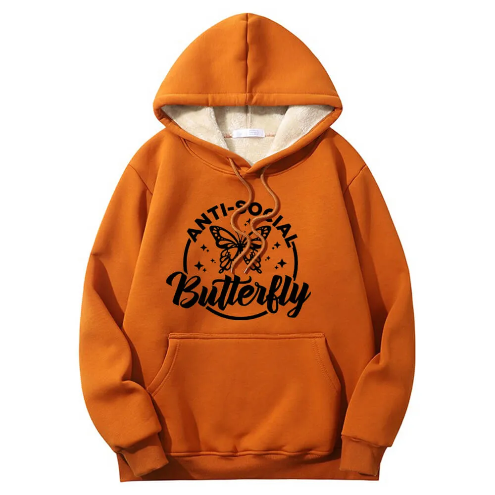 Anti-Social Butterfly Warm Fleece Sherpa Lined Hoodie sold by GTHIC product image thumbnail 4