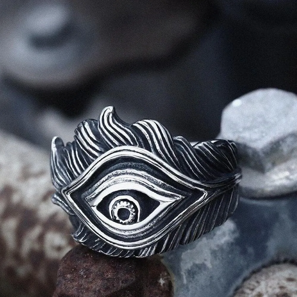 Eye Feather Stainless Steel Ring sold by GTHIC