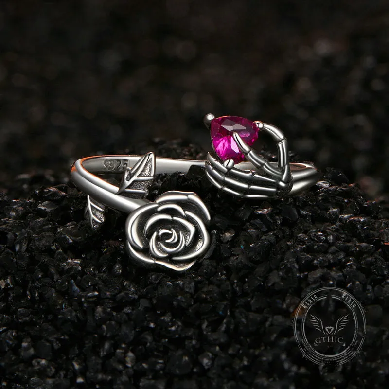 Gothic Rose Skeleton Sterling Silver Open Zircon Ring sold by GTHIC product image thumbnail 4