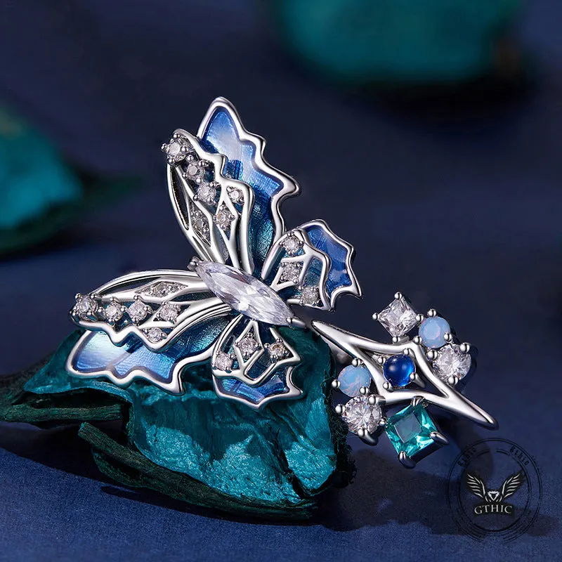 Gradient Butterfly Four-pointed Star Copper Open Ring sold by GTHIC product image thumbnail 4