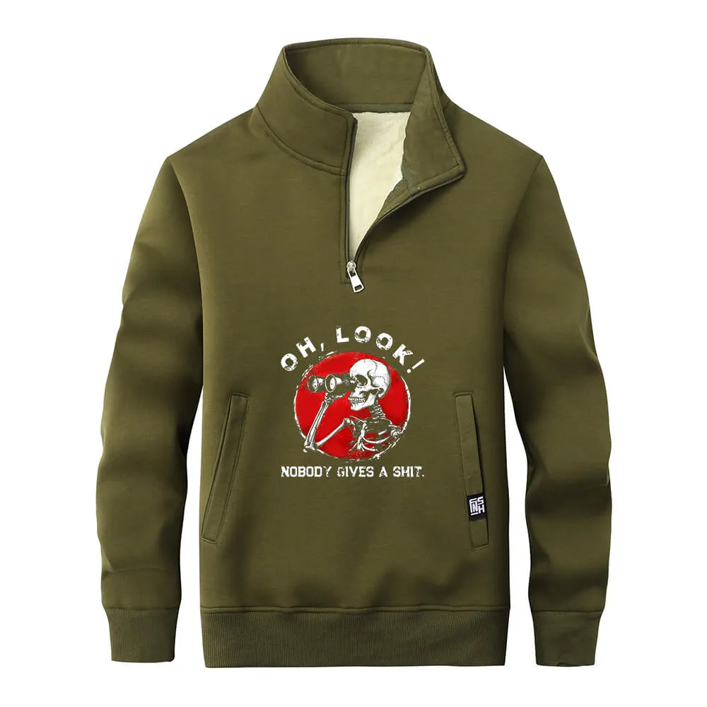 Multicolor Oh Look Skeleton Stand Collar Zip Fleece Sweatshirt sold by GTHIC product image thumbnail 3