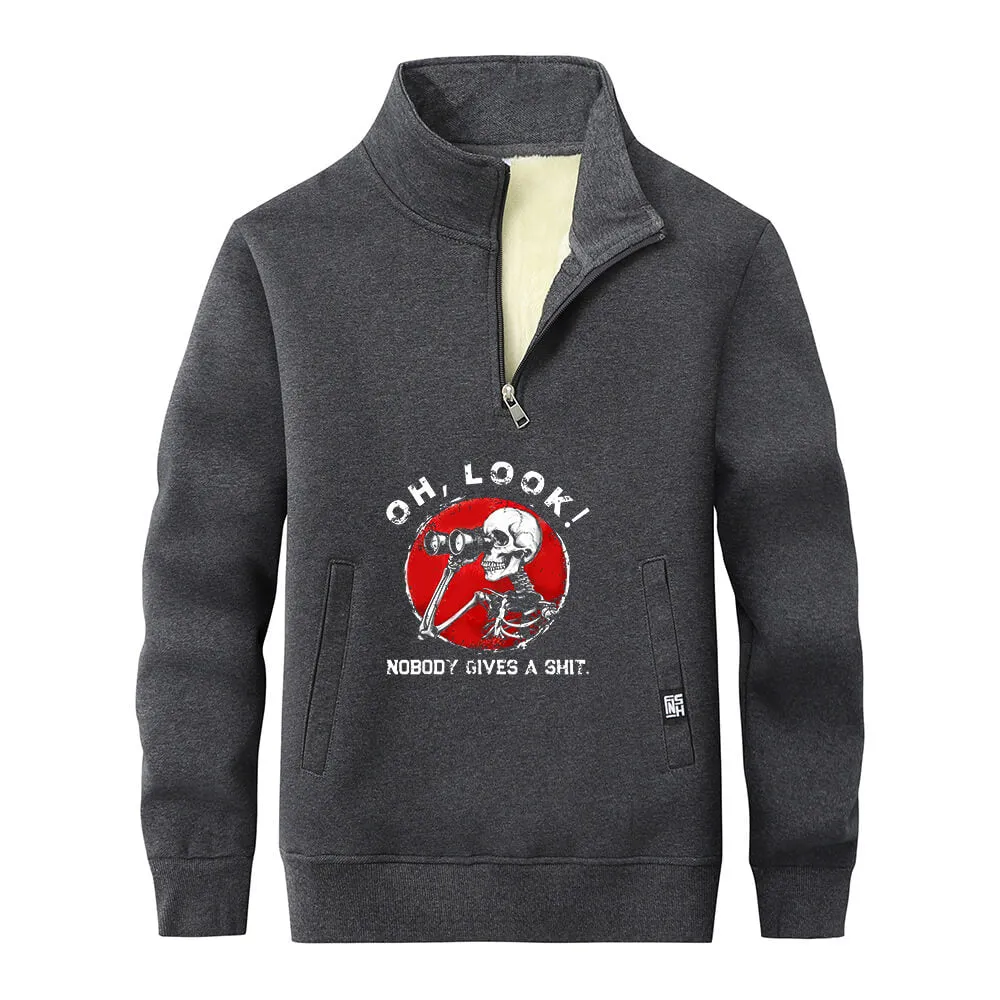 Multicolor Oh Look Skeleton Stand Collar Zip Fleece Sweatshirt sold by GTHIC product image thumbnail 2