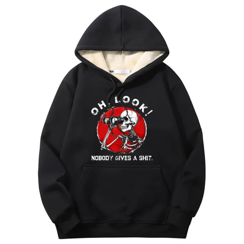 Multicolor Oh Look Skeleton Warm Fleece Sherpa Lined Hoodie sold by GTHIC
