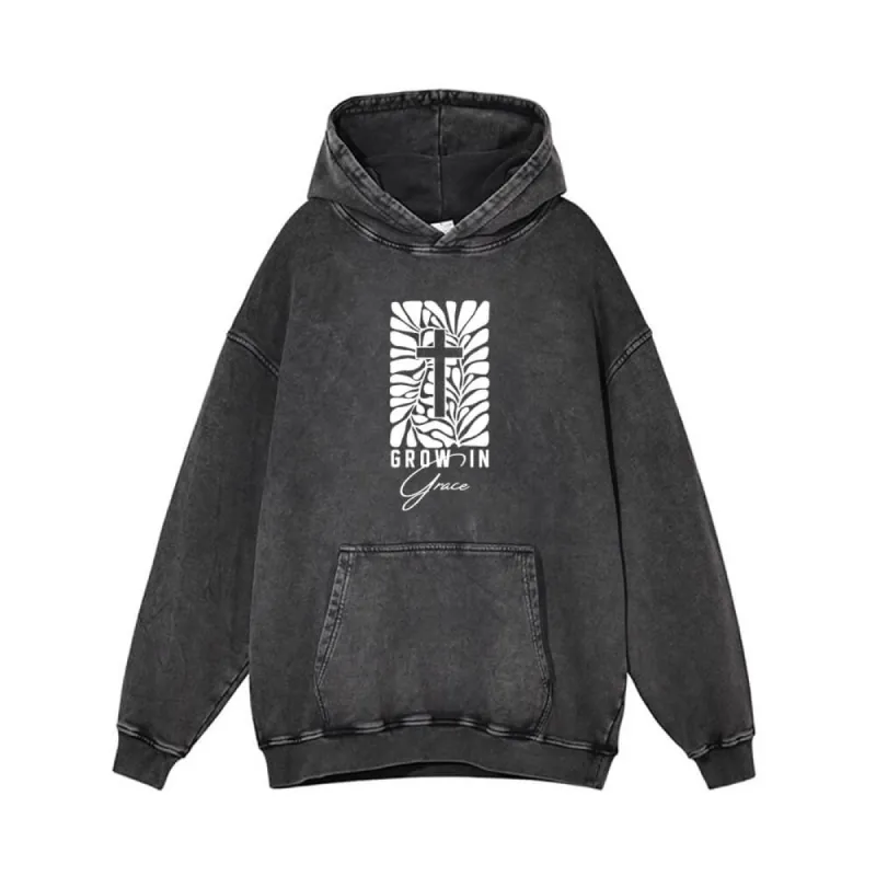 Grow In Grace Cross Vintage Washed Hoodie sold by GTHIC