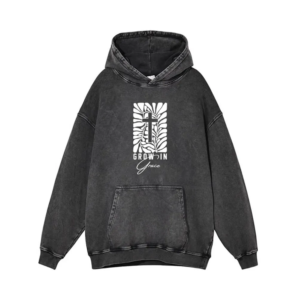 Grow In Grace Cross Vintage Washed Hoodie sold by GTHIC