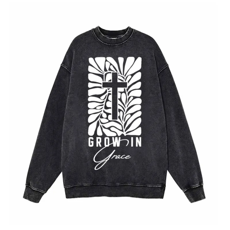 Grow In Grace Cross Vintage Washed Sweatshirt sold by GTHIC