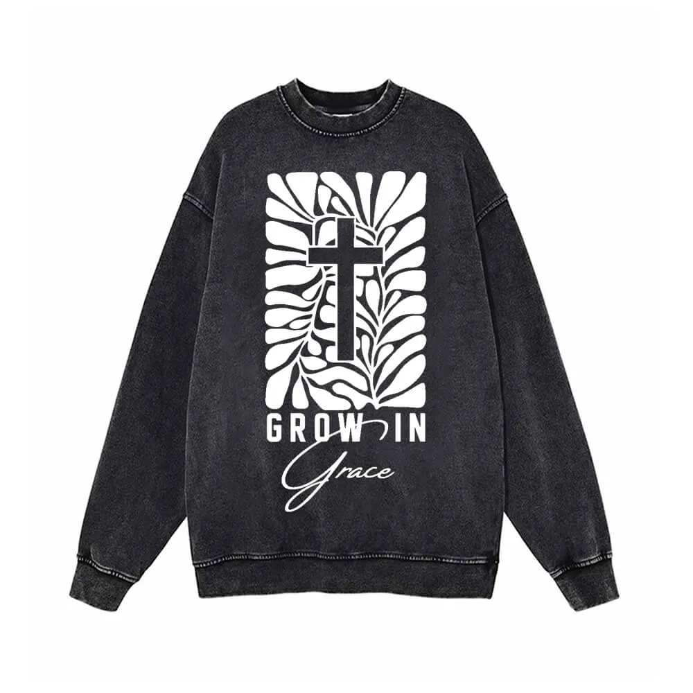 Grow In Grace Cross Vintage Washed Sweatshirt sold by GTHIC