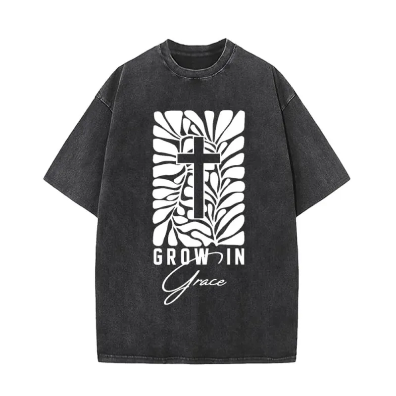 Grow In Grace Cross Vintage Washed T-shirt sold by GTHIC