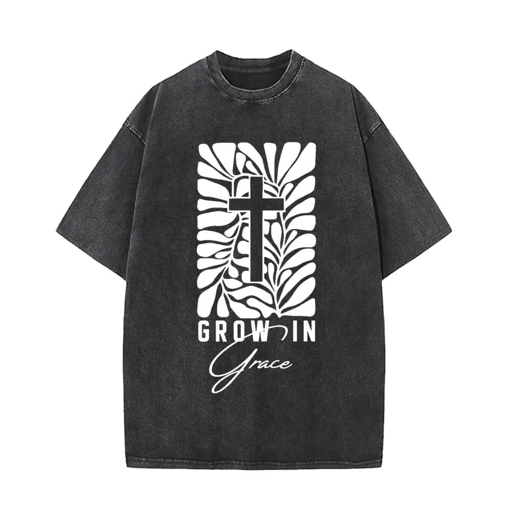 Grow In Grace Cross Vintage Washed T-shirt sold by GTHIC
