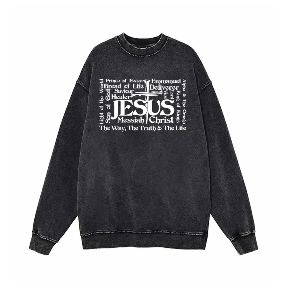 Jesus Cross Christian Vintage Washed Sweatshirt sold by GTHIC