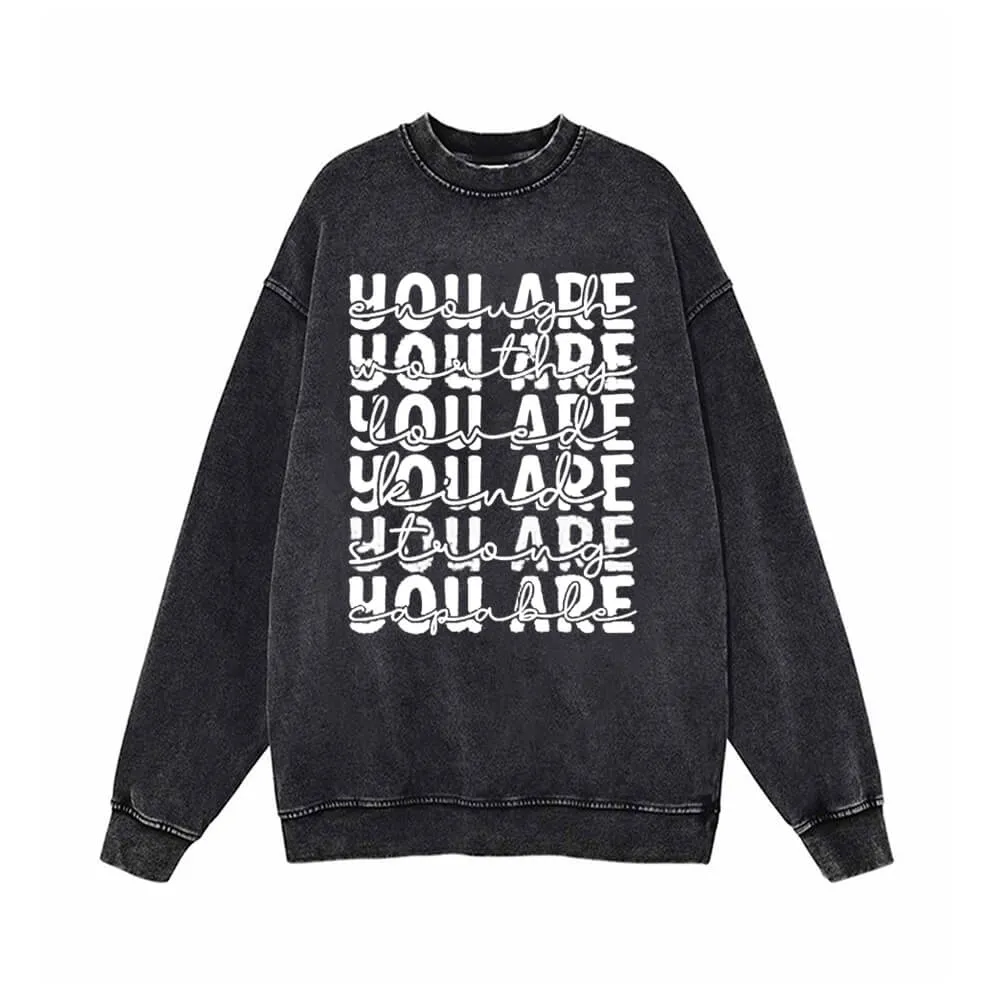 You Are Worthy And Loved Vintage Washed Sweatshirt sold by GTHIC